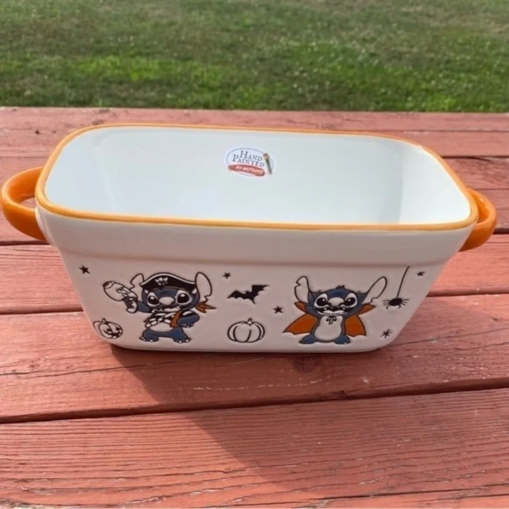 Disney Stitch Halloween Baking Pan Loaf Bread NEW Ceramic Pumpkin Witch